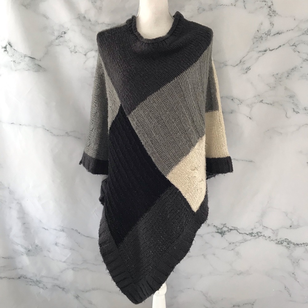 RD STYLE Stitch Fix Color Block Knit Poncho